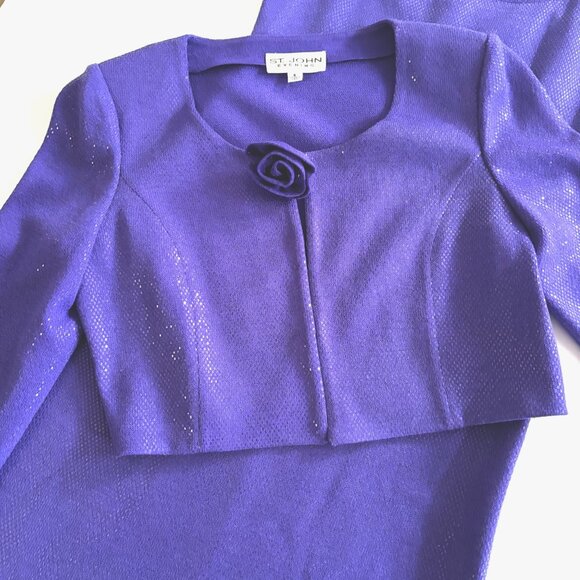 St. John Evening 2-Piece Sparkling Purple Dress & Jacket Set– Size 6 - Picture 1 of 8